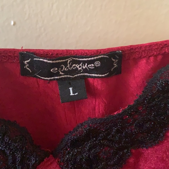 Women’s top; size L; color dark red; black lace on top; sexy - Picture 2 of 2